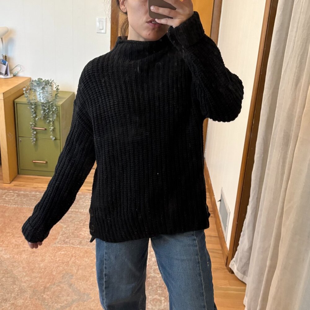 Madewell Chunky Knit Turtleneck Sweater with button details